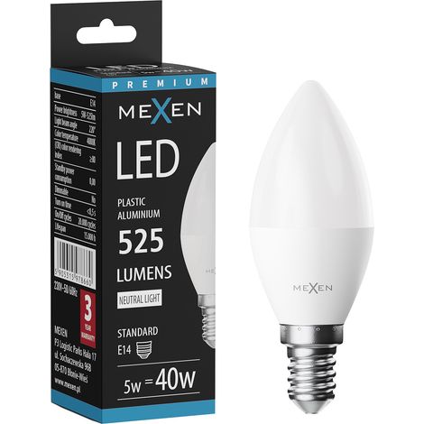 Mexen Nova Bombilla LED E14, C37, 5W, Neutra - 4000K, 525 lm - L102-E14-0540-01 (1/5)