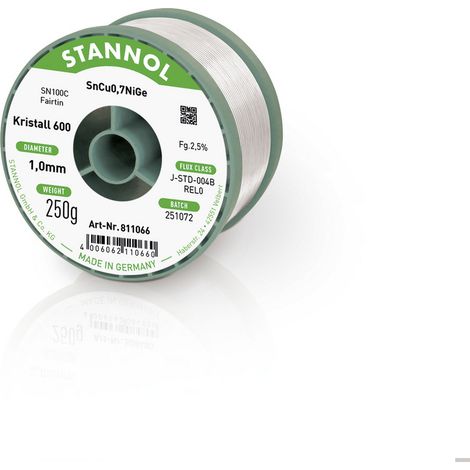 Stannol Lötdraht Kristall 600 Lötzinn, bleifrei bleifrei, Spule REL0 250 g 1 mm