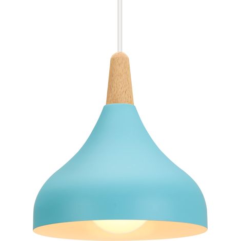 Lustre Suspension Rétro Suspension Luminaire Moderne Style Goutte Chapeau Plafonnier E27 Métal Lampe Suspension pour Chambre Salle à Manger Cuisine, Ø 20CM (Bleu 1 Pack) (1/5)