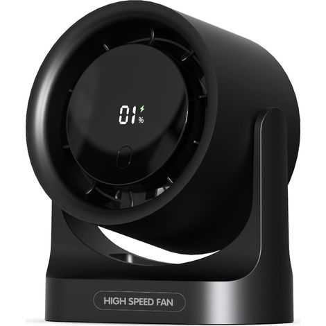 USB-Tischventilator, leistungsstark bis zu 6 m/s, LED-Anzeige, 5 Geschwindigkeiten, 360°-Drehung, Mini-Leiseventilator, tragbar für Zuhause, Büro, Outdoor, Küche, Camping (1/2)
