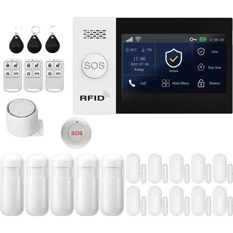Sistema de alarma inteligente, conectividad inalámbrica, notificaciones en tiempo real, kit WiFi 2G (1/2)