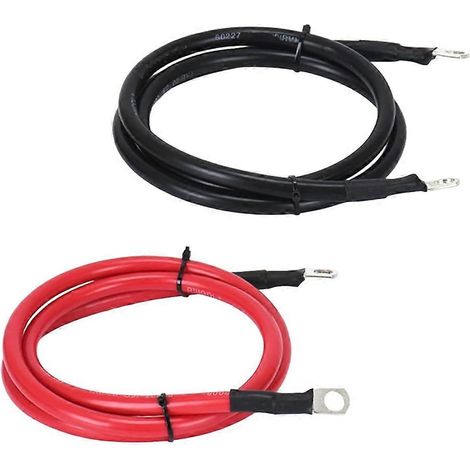 Batteriekabel (4 AWG, 1,2 m lang), aus reinem Kupfer (4 AWG), mit 9,5 mm (3/8 Zoll) Kabelschuhen an beiden Enden. Wechselrichter-Kabelsatz. (1/5)