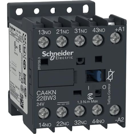Contattore ausiliario TeSys CA4K - 2 NO + 2 NC - - 10 A - 24 V CC - CA4KN22BW3 (1/2)