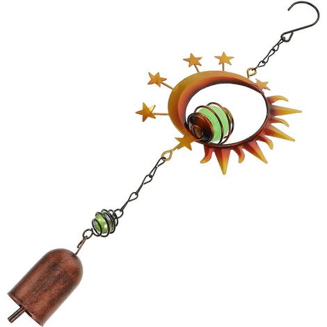 Clochettes à vent élégantes en forme de soleil, bel objet décoratif pour l'intérieur et l'extérieur, 34 x 12 cm, en fer, lot de 1 (1/5)