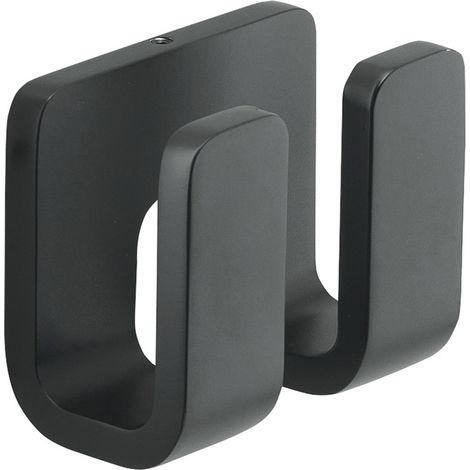 Appendiabiti doppio da muro in ottone, acciaio inox e Cromall 3228 Gedy serie OUTLINE Nero Opaco (1/3)