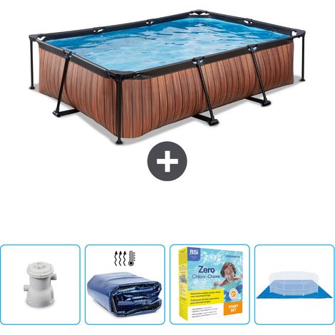 Exit-toys Piscina Exit Rettangolare - Effetto legno - 300x200x65 cm - 5-pezzi SCB66