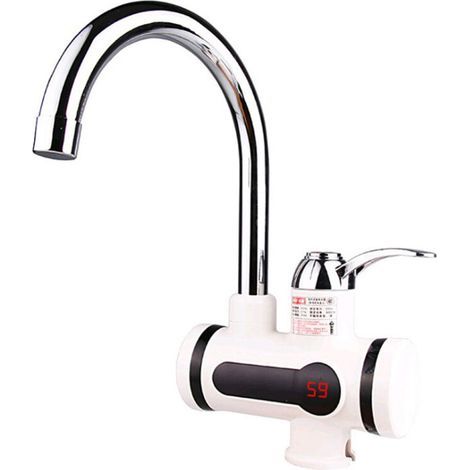 220-V-Elektrowasserhahn mit Durchlauferhitzer, 3000 W, LED-Temperaturanzeige, Warmwasserbereiter für Küche, Bad, Sofortwasser (unten, groß) [Energieklasse A] (1/4)