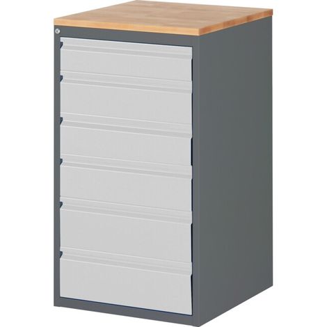 Armoire à tiroirs STIER Premium avec 6 tiroirs et dessus en hêtre, lxPxH 580x650x1 035 mm (1/4)