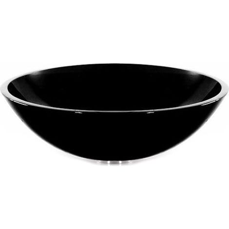 Aufsatzwaschbecken Glas schwarz 42x42x14 cm (1/2)