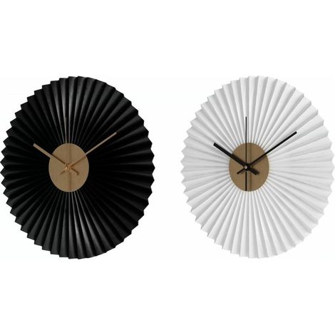 Orologio da parete thyann decorazione per la casa nero bianco ferro (30 x 4 x 30 cm) (2 pezzi)