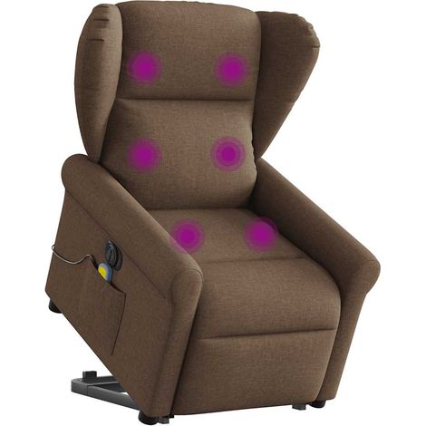 Elektrischer Massagesessel mit Aufstehhilfe Braun Stoff