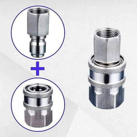 Raccord Rapide 3/8" Inox 5000 PSI - Compatible NPT - Lot de 4 (1/5)