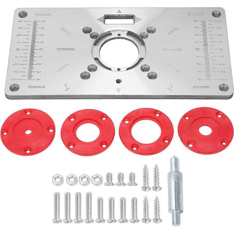 Plaque d'insertion en aluminium pour table de fraisage, machines à bois, fraiseuses et machines à ébaucher, 8 trous rainurés