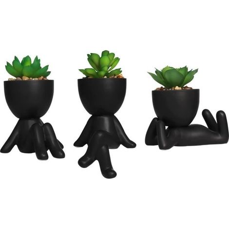 Pots de Fleurs en Céramique Figures Créatives - Couleurs Variées - 3 Pièces