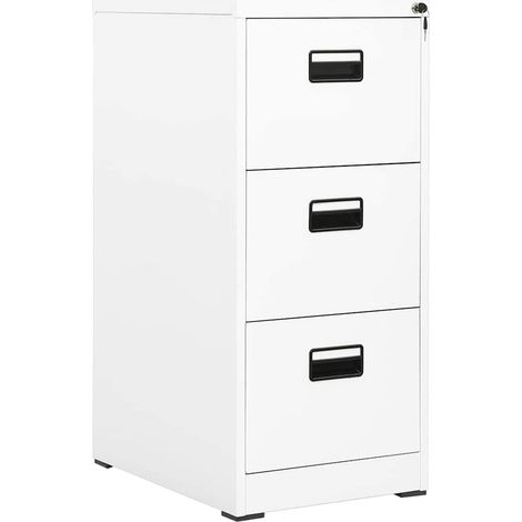 Classeur Meuble de Rangement - Armoire De Bureau Blanc 46x62x102,5 cm Acier BV772738 - BonneVie (1/5)