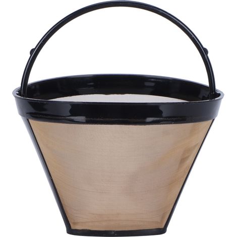 Filtre à café conique réutilisable en acier inoxydable, doré, pour machine à café (1/5)