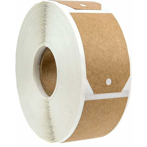 1 paquets d'étiquettes cadeaux en papier kraft brun naturel/300 étiquettes par rouleau (1/5)