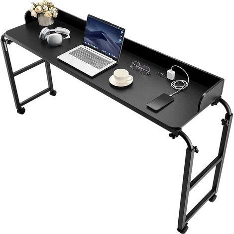 Table de lit, hauteur réglable, design mobile, Noir (1/2)