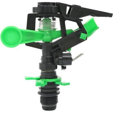 1 Arroseur à impact, secteur réglable 1/2", plastique et acier, portée 14m, irrigation jardin agricole (1/5)