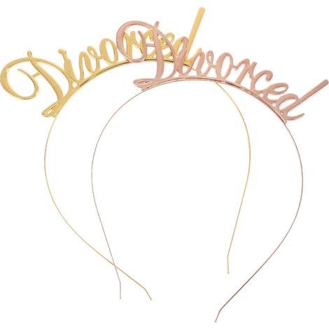 Lot de 2 bandeaux décoratifs pour cheveux (doré + or rose) pour une fête de divorce-16.00X13.40X0.35CM-Golden Rose Gold (1/3)