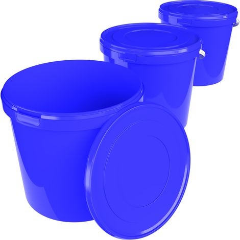 Eimer mit Deckel 10L Vorratseimer Lebensmittelecht Blau (PP) 3 Stück