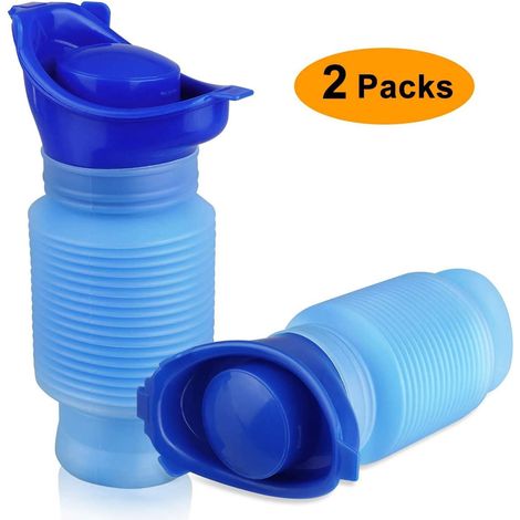 Portable Emergency Urinal 2 Pieces Retractable Urinals for Men and Women Urinals for Adults Urinals for Car, Camping and Hiking (1/5)