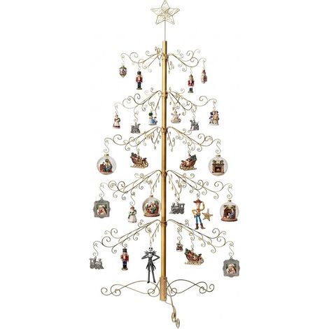 Support de sapin de Noël en métal forgé de 213,4 cm - Crochet de suspension pour Halloween - Cadeau écologique - Doré (1/5)