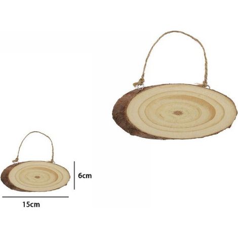 TrAdE Shop Traesio - Disco Legno Naturale Base Tronco Decorativa Ornamento Da Appendere 15x6cm 72101 -