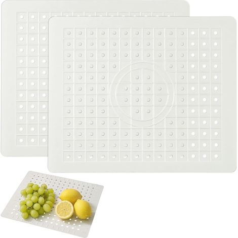 2 Pièces Tapis Evier Cuisine en Caoutchouc, 31 x 26 cm Tapis Fond Évier (1/5)