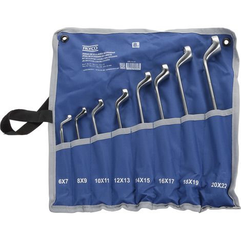 Juego de 8 llaves de doble estrella acodadas 6x7-20x22 mm en bolsa de nylon ALYCO