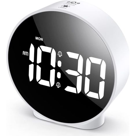Digital alarm clock, HD LED screen digital alarm clock, simple table clock, electronic desk clock, dual alarm, 12/24 hour, 4 adjustable brightness levels for bedroom, office (1/2)