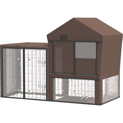 Rabbit Hutch Cover, WaterResistant Pets Cage Protector, Breathable Guinea Pig Cage Cover Brown (1/5)