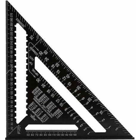 querre Triangle Metrique Professionnel, 30cm/300mm querre de Charpentier Haute Prcision, Rgle d\'angle Menuiserie en Alliage d\'aluminium Outil de Mesure Bois Speed Square Noir (1/4)