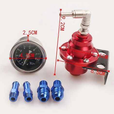 Régulateur de pression de carburant universel réglable en aluminium avec kit de manomètre, or argent rouge bleu violet noir pour Titanium Dur (1/4)