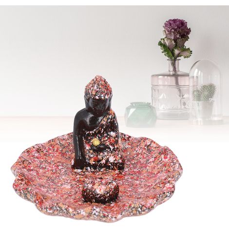 Estatua decorativa de Buda tailandés, escultura de resina hecha a mano para decoración del hogar o como regalo (12x12x9cm, resina, estilo vintage). (1/5)