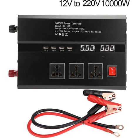 Convertisseur de tension onduleur en alliage d'aluminium haute puissance onde sinusoïdale corrigée pour voiture camion 12V à 220V 10000W puissance crête 2000W puissance nominale (1/5)