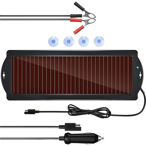 Chargeur de batterie solaire 12V-Chargeur et chargeur de batterie solaire portable 2,5 W - Kit de charge pour automobile, moto, bateau, camping-car, remorque, sports motorisés, motoneige, etc. (1/5)