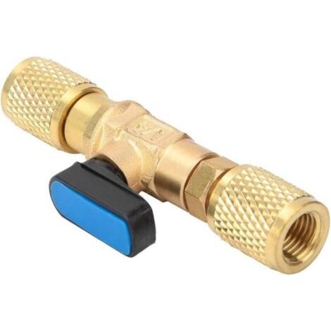 Adaptateur de vanne à boisseau sphérique réfrigérant, adaptateur de vanne à boisseau sphérique en laiton HVAC A/C, 1/4" SAE pour outils de service automobile HVAC A/C (1/4)