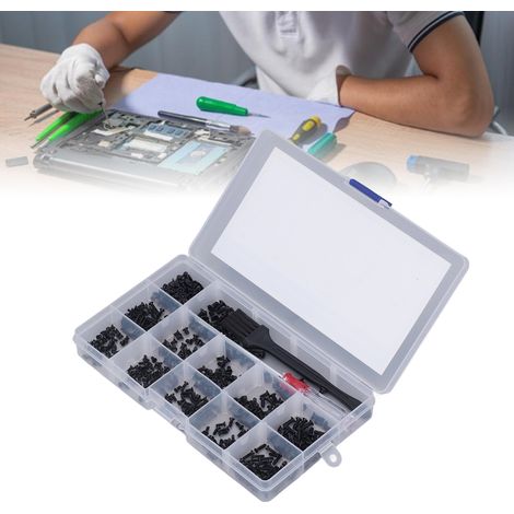 600 Pièces Vis à Tête Plate Acier Carbone M2 M2.5 M3 avec Tournevis Brosse - Kit d'Outils (1/5)