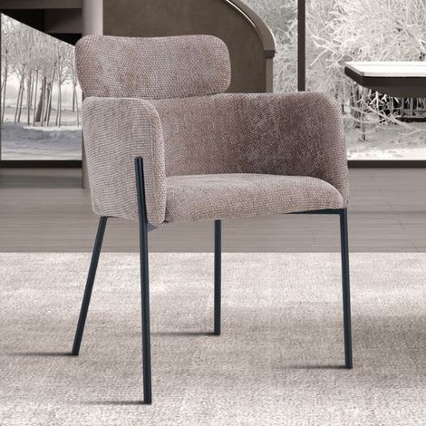 Chaise de salle à manger Naomi en tissu Sand  Pieds en métal  (1/5)