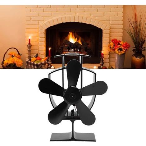 Fan Heat Powered 5 Blades High Temperature Resistance Quiet Aluminium Alloy Fireplace Fans for Burner Fireplace Winter Home