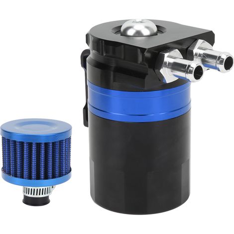 Séparateur d'huile moteur universel bleu, canister double chambre avec filtre interne à chicane, protection moteur en aluminium, réservoir de collecte pour voiture (1/5)