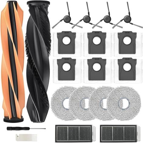 Accessoires pour Dreame X50 Ultra Complete/ L50 Pro Ultra/L40s Pro Ultra, JKOISL 2 brosses à roulettes principales, 6 sacs à poussière, 4 brosses latérales, 2 filtres, 4 serpillères (1/5)