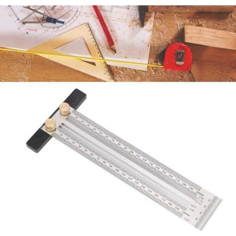 Règle Carrée de 200 Mm T, Règle de Marquage en T Pour Le Travail Du Bois de Haute Précision, Outil de Ligne de Mesure Bricolage (1/4)