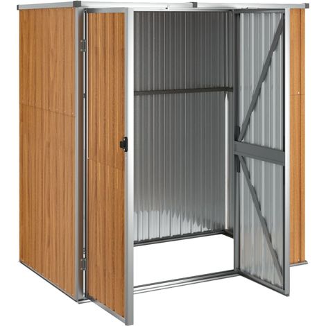 Abri de jardin marron 161x89x161 cm, acier galvanisé, armoire de rangement extérieur, résistant pluie et UV, pour outils et équipements de jardin
