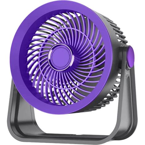 Ventilateur Electrique - 3 Vitesses - Oscillation - Lumiere LED - Usage Bureau Et Maison - Violet - 1 Unite (1/5)