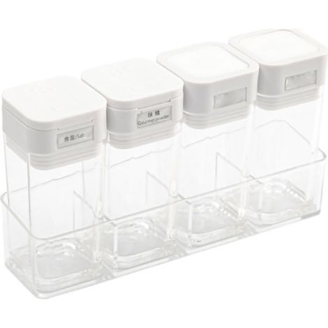 Pochon à épices transparent compact portable pour cuisine maison lot de 4 bouteilles condiments (1/5)