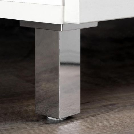 Emuca Lote de 4 pies regulables para muebles Smartfeet, esquina, regulable 140-150mm, Plástico, Cromado (1/5)