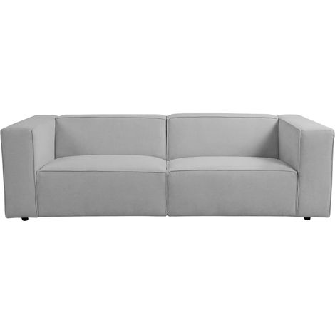 BASIL - Canapé droit tissu lisse 3 places Gris clair (1/5)