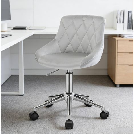 Sedia da ufficio girevole con ruote, regolabile in altezza, grigio chiaro OKMYHOME (1/4)